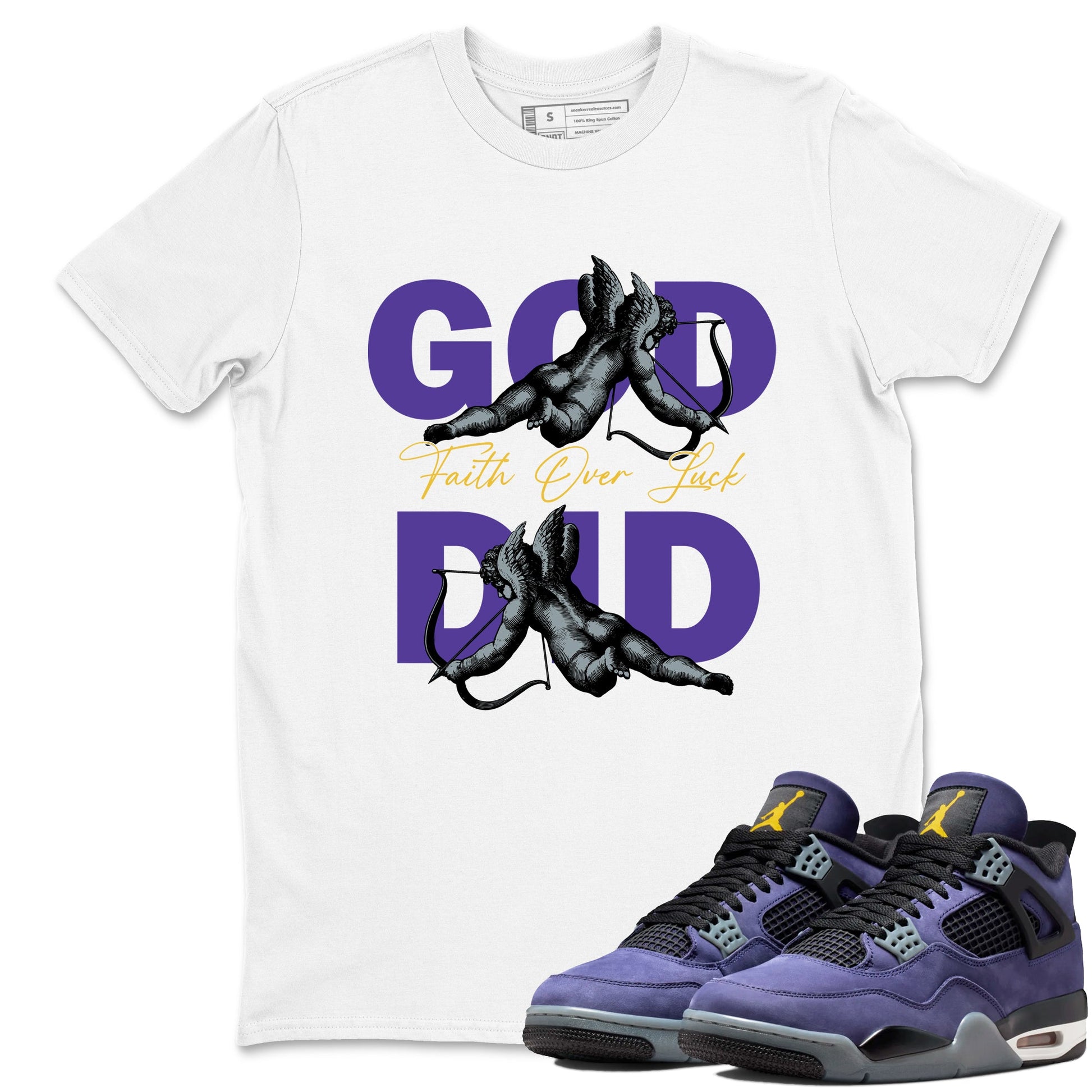 Sneaker match tees – Sneaker Tees To Match Air Jordan 4 Lakeshow Shoes – God Did Tee White 1