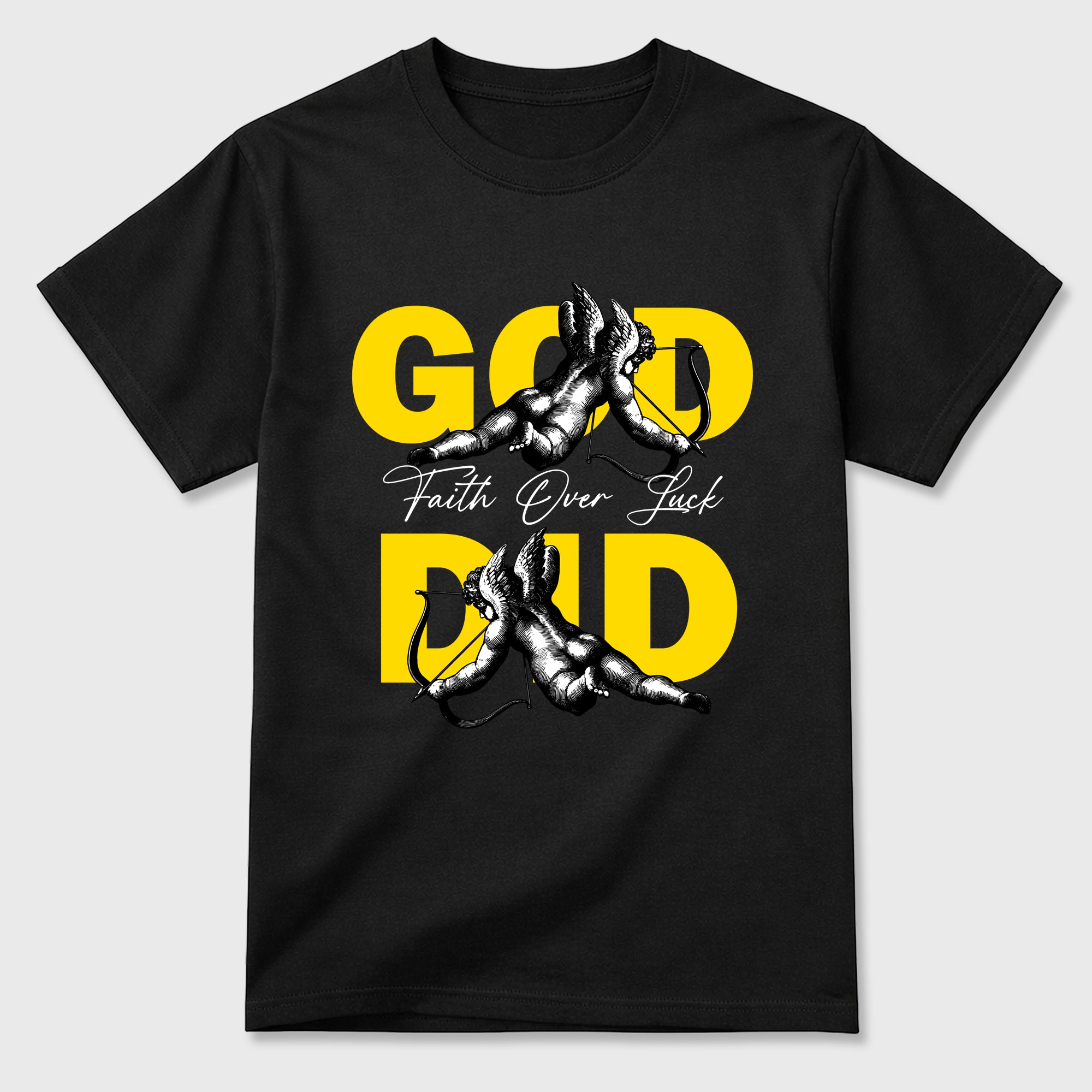 God Did Graphic T-Shirt featuring original streetwear artwork designed to match the Air Jordan 4 Tour Yellow. Black 2 Graphic T-Shirt.