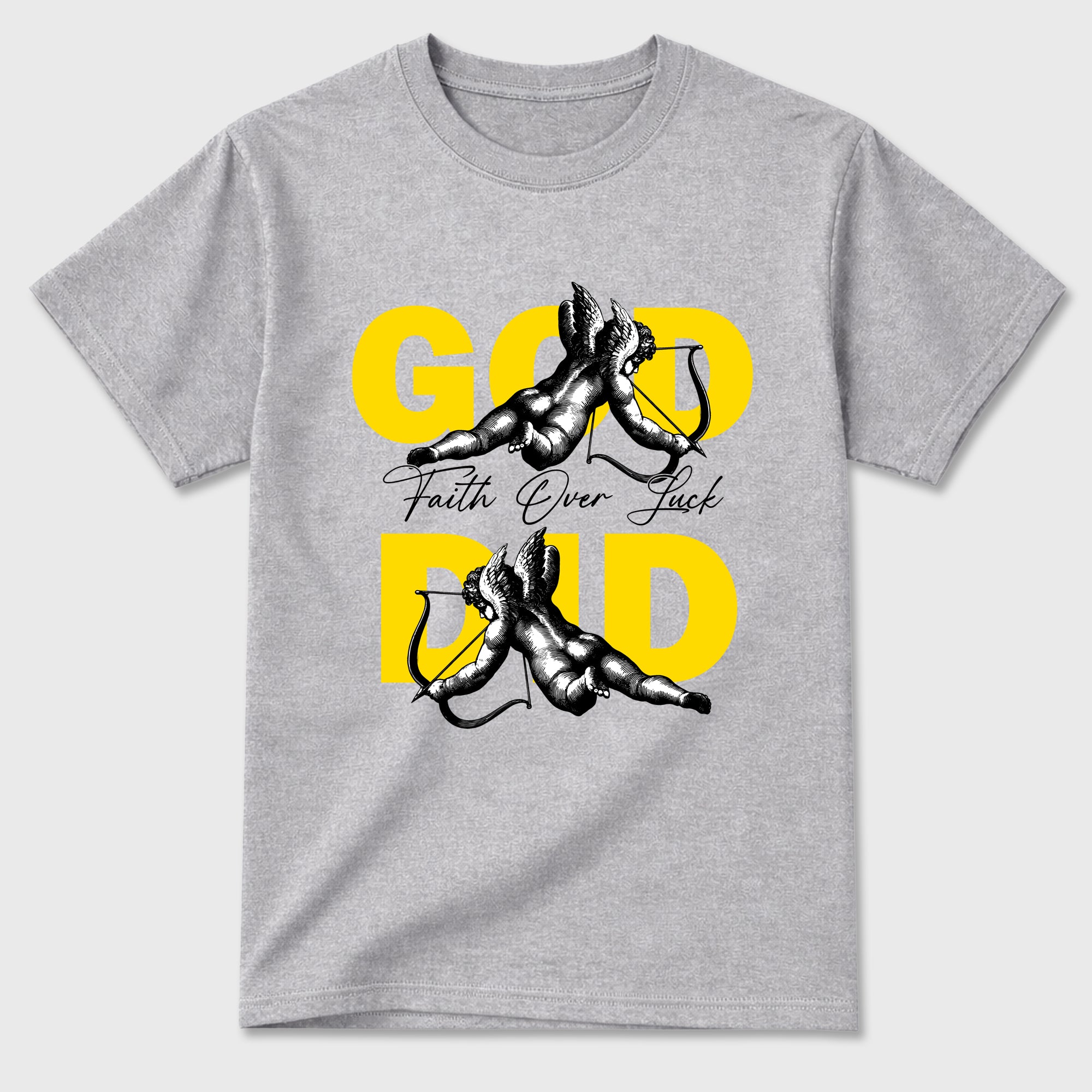 God Did Graphic T-Shirt featuring original streetwear artwork designed to match the Air Jordan 4 Tour Yellow. Heather Grey 2 Graphic T-Shirt.