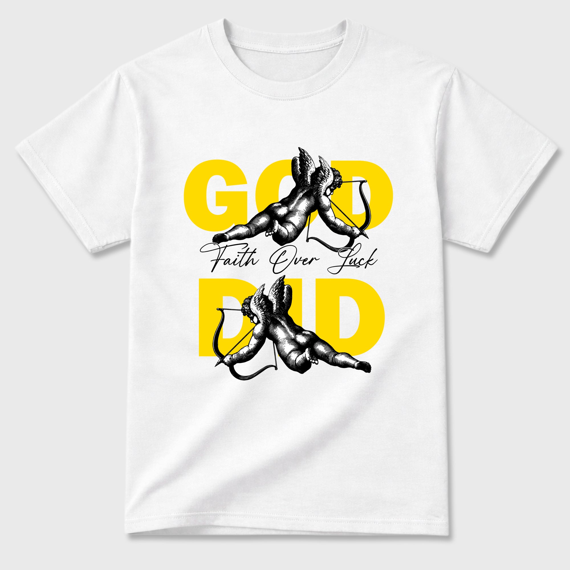 God Did Graphic T-Shirt featuring original streetwear artwork designed to match the Air Jordan 4 Tour Yellow. White 2 Graphic T-Shirt.