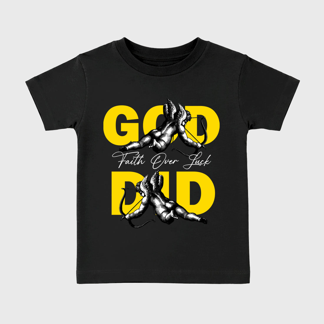 God Did Baby & Kids Graphic T-Shirt featuring original artwork designed to match the Air Jordan 4 Tour Yellow. Black 2 Kids Graphic Tee.