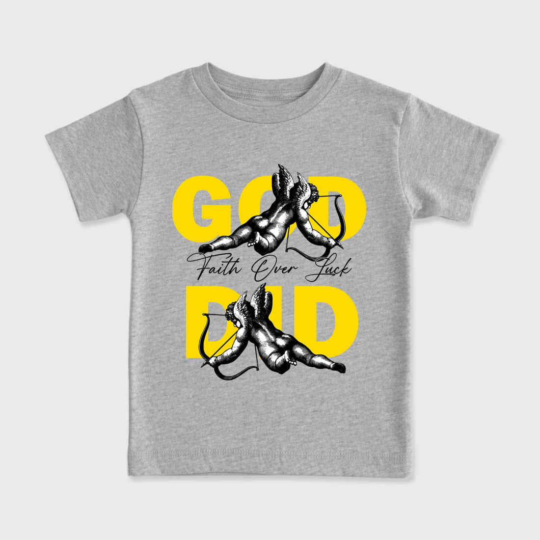 God Did Baby & Kids Graphic T-Shirt featuring original artwork designed to match the Air Jordan 4 Tour Yellow. Heather Grey 2 Kids Graphic Tee.