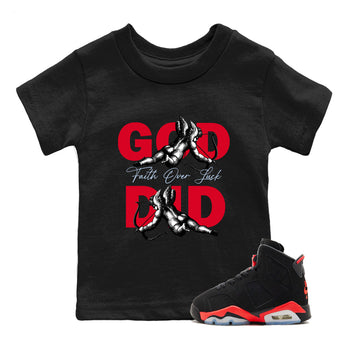 Sneaker match tees – Sneaker Tees To Match Air Jordan 6 Reverse Infrared Shoes – God Did Kids T-Shirt Black 1