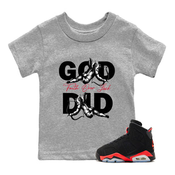 Sneaker match tees – Sneaker Tees To Match Air Jordan 6 Reverse Infrared Shoes – God Did Kids T-Shirt Heather Grey 1