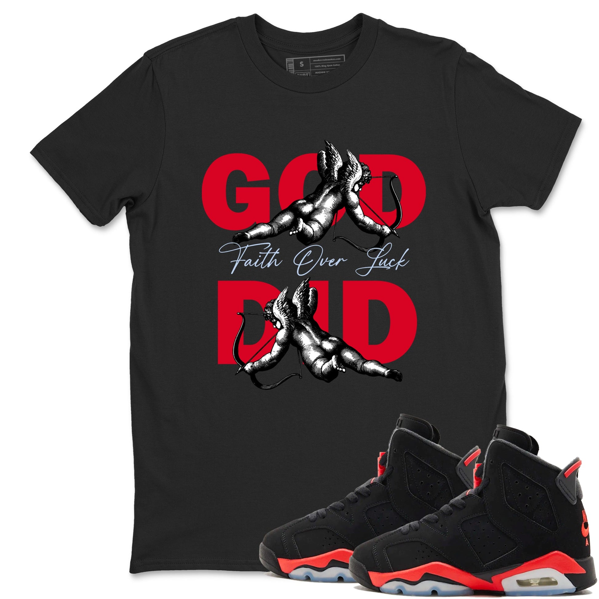 Sneaker match tees – Sneaker Tees To Match Air Jordan 6 Reverse Infrared Shoes – God Did Tee Black 1