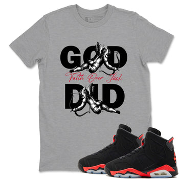 Sneaker match tees – Sneaker Tees To Match Air Jordan 6 Reverse Infrared Shoes – God Did Tee Heather Grey 1