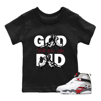 Sneaker Threads – Sneaker Tees To Match Air Jordan 8 Bunny – God Did Youth Graphic Tee Black 1. Perfect for Jordan releases 2025 colorways.