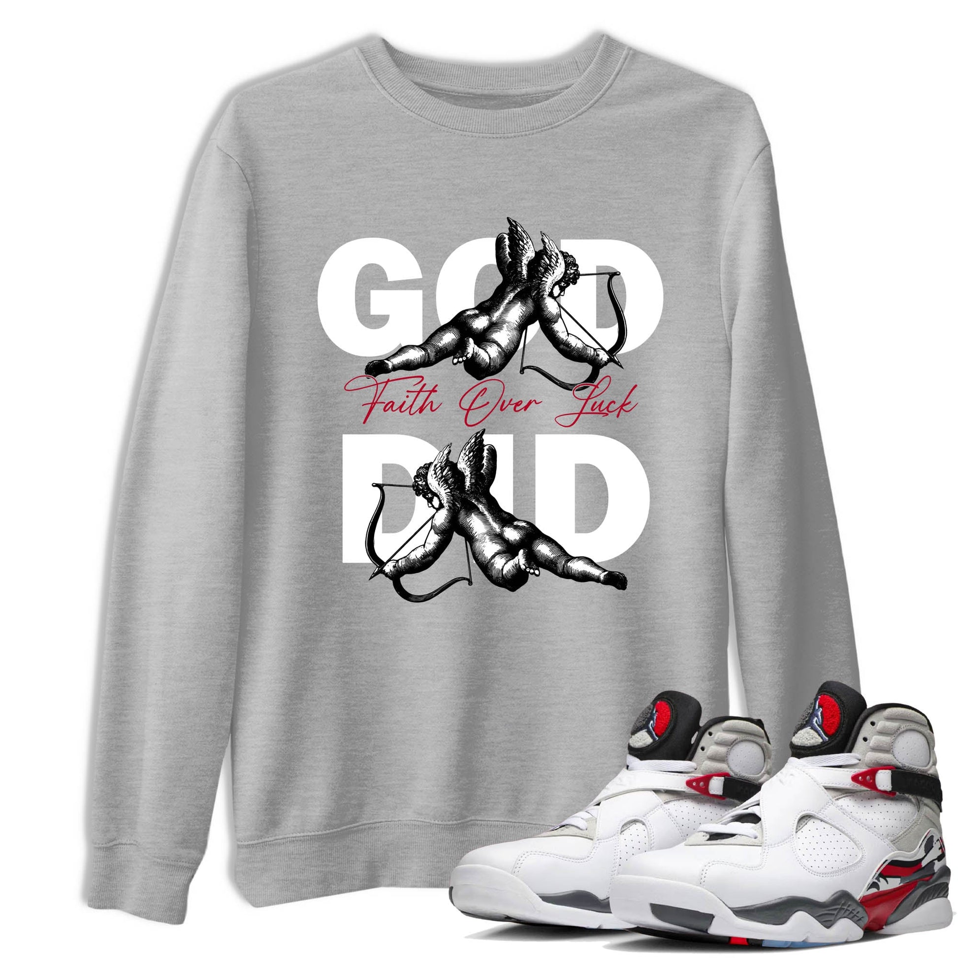 Sneaker Threads – Sneaker Tees To Match Air Jordan 8 Bunny – God Did Graphic Tee Heather Grey 1. Perfect for Jordan releases 2025 colorways.