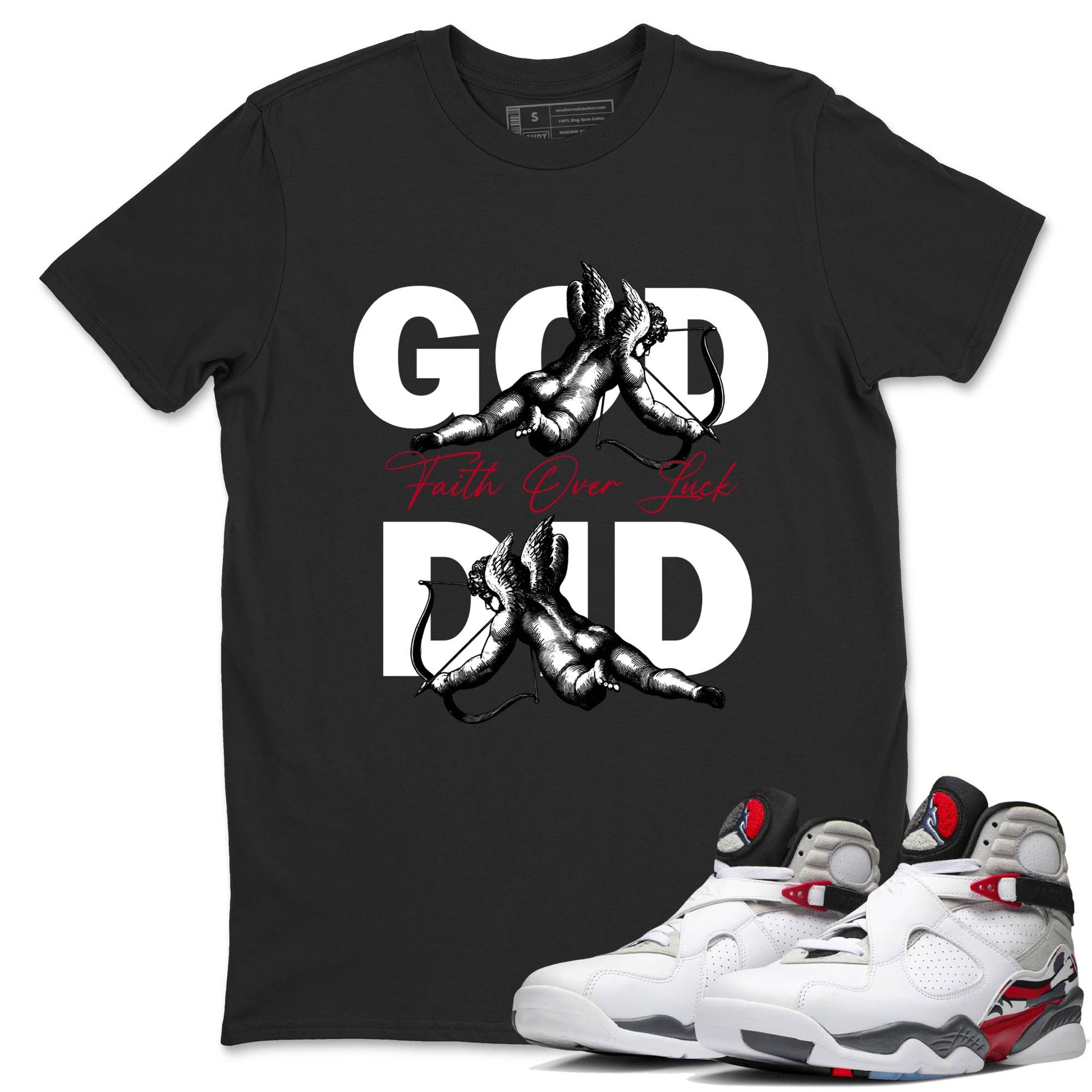 Sneaker Threads – Sneaker Tees To Match Air Jordan 8 Bunny – God Did Graphic Tee Black 1. Perfect for Jordan releases 2025 colorways.