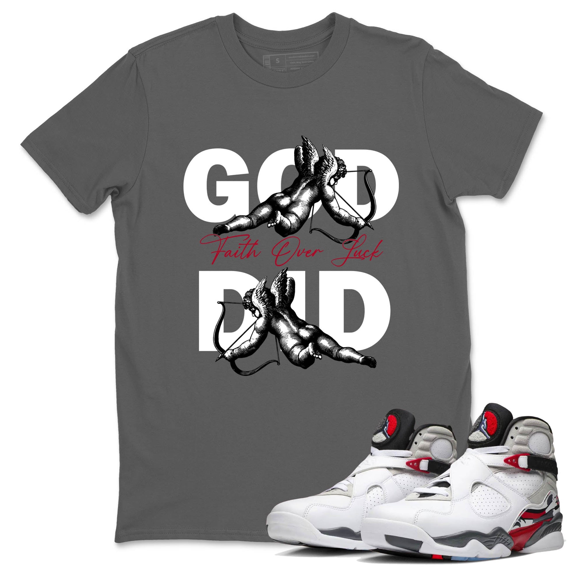 Sneaker Threads – Sneaker Tees To Match Air Jordan 8 Bunny – God Did Graphic Tee Cool Grey 1. Perfect for Jordan releases 2025 colorways.