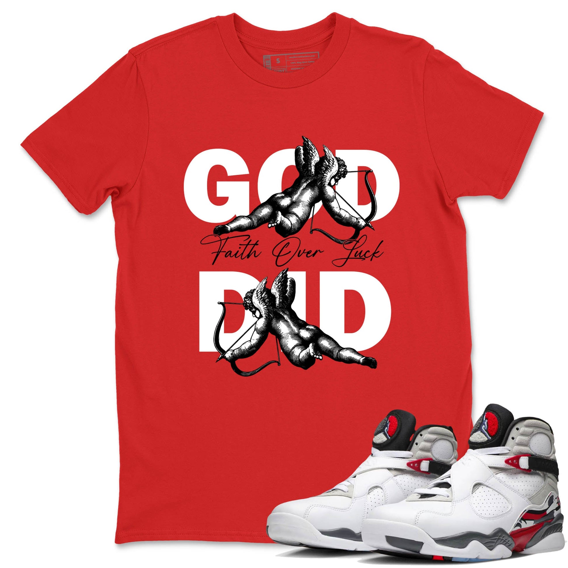 Sneaker Threads – Sneaker Tees To Match Air Jordan 8 Bunny – God Did Graphic Tee Red 1. Perfect for Jordan releases 2025 colorways.