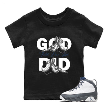 Sneaker match tees – Sneaker Tees To Match Air Jordan 9 Flint Grey Shoes – God Did Kids T-Shirt Black 1