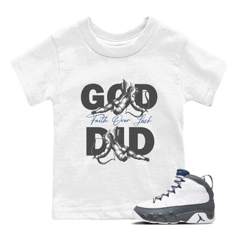 Sneaker match tees – Sneaker Tees To Match Air Jordan 9 Flint Grey Shoes – God Did Kids T-Shirt White 1