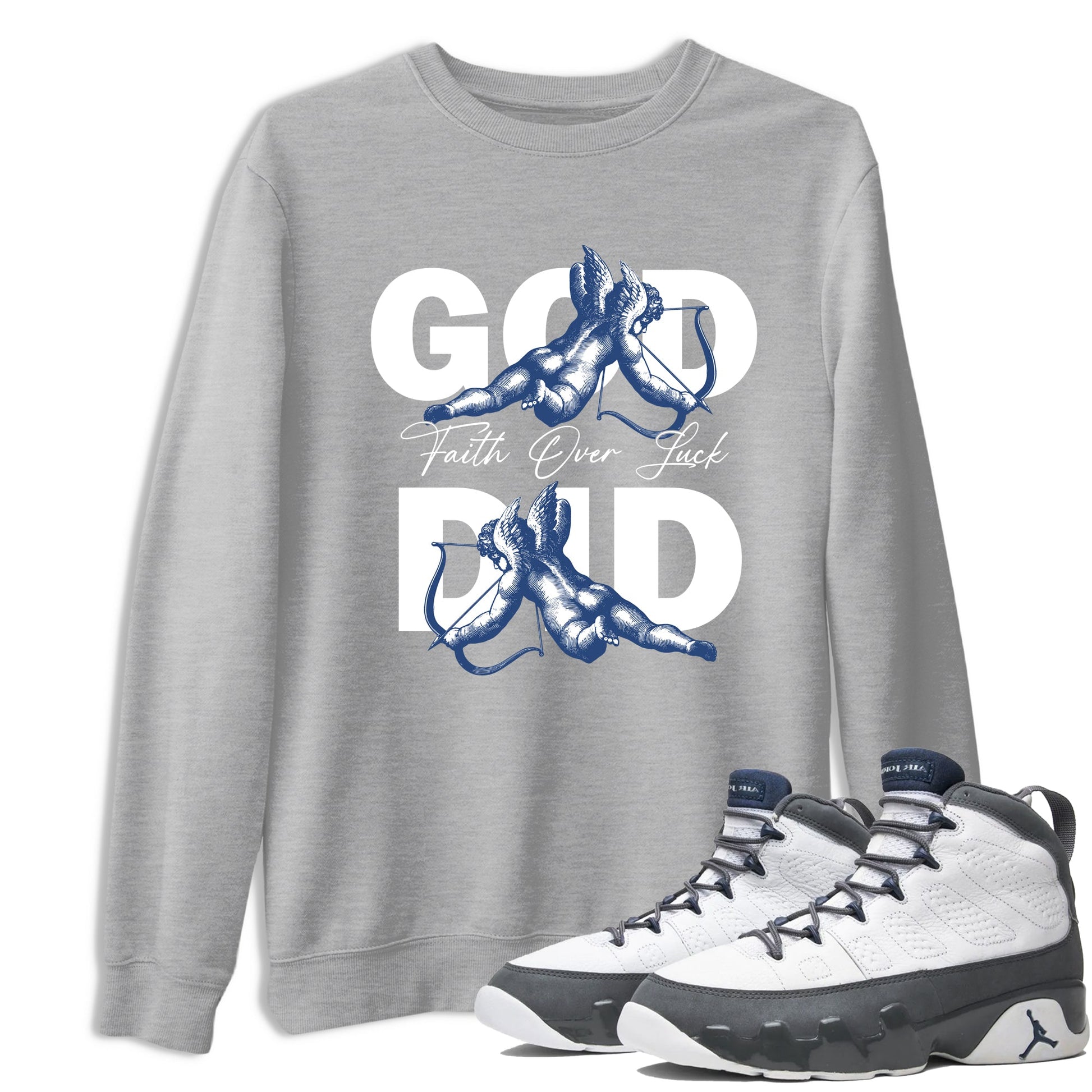 Sneaker match tees – Sneaker Tees To Match Air Jordan 9 Flint Grey Shoes – God Did Tee Heather Grey 1