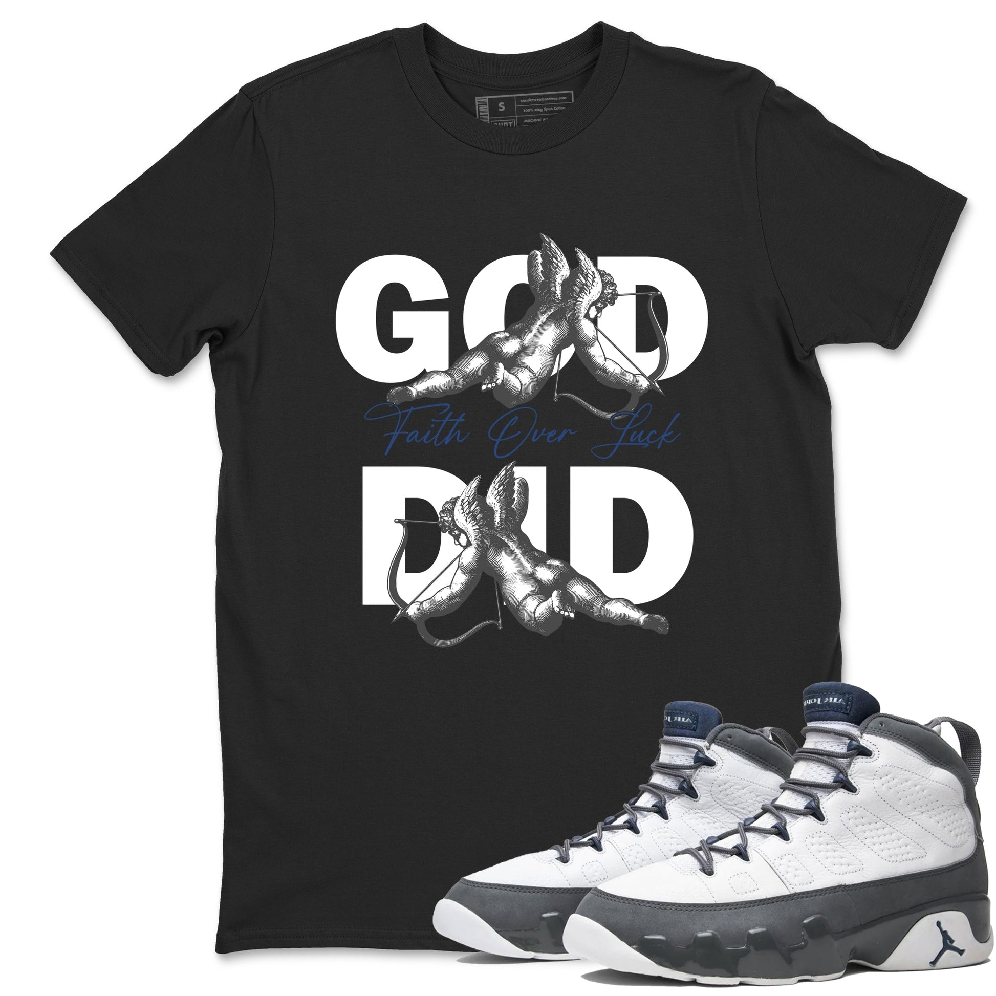 Sneaker match tees – Sneaker Tees To Match Air Jordan 9 Flint Grey Shoes – God Did Tee Black 1