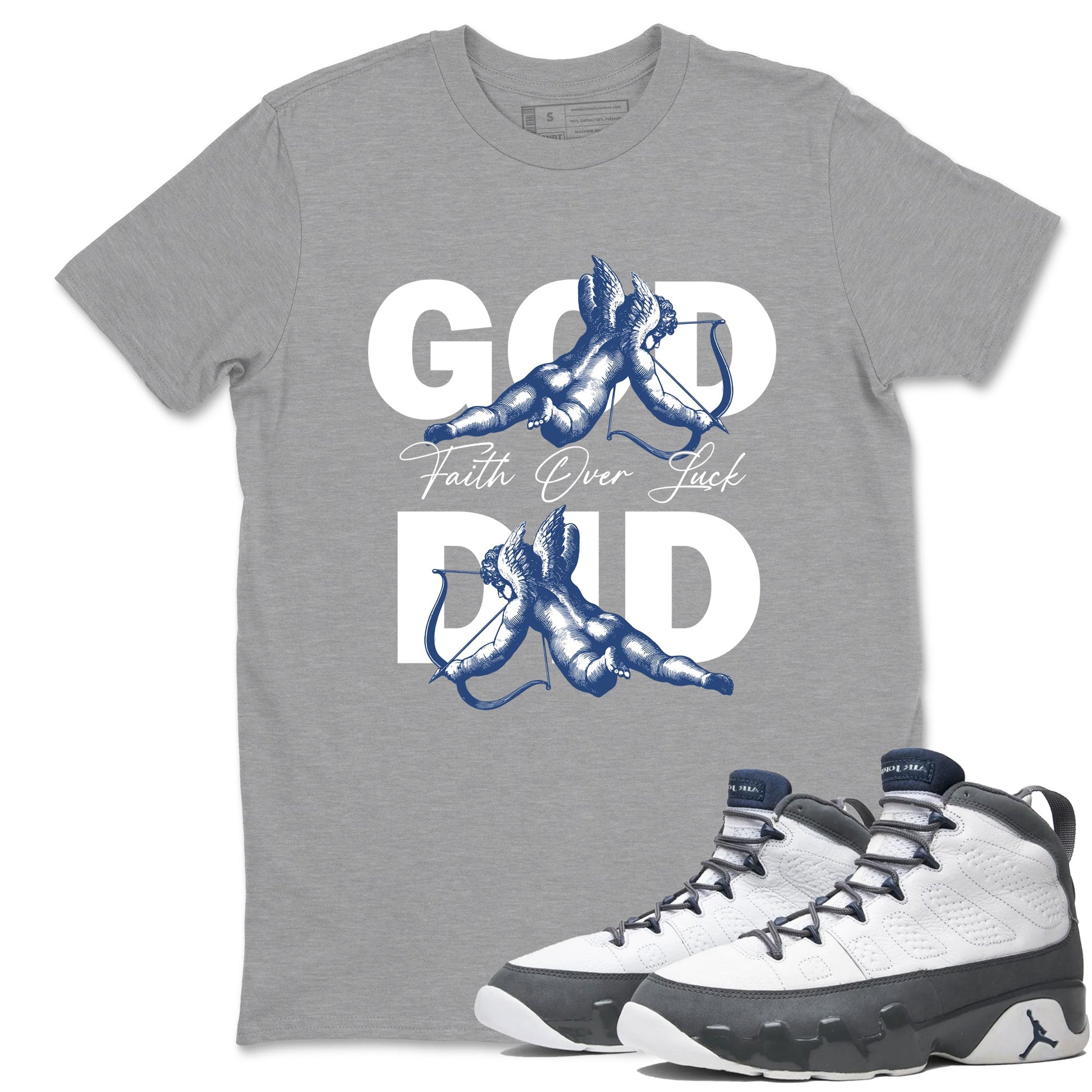 Sneaker match tees – Sneaker Tees To Match Air Jordan 9 Flint Grey Shoes – God Did Tee Heather Grey 1