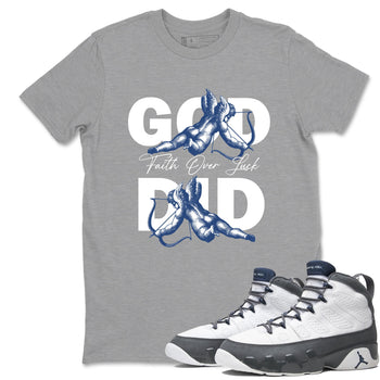 Sneaker match tees – Sneaker Tees To Match Air Jordan 9 Flint Grey Shoes – God Did Tee Heather Grey 1