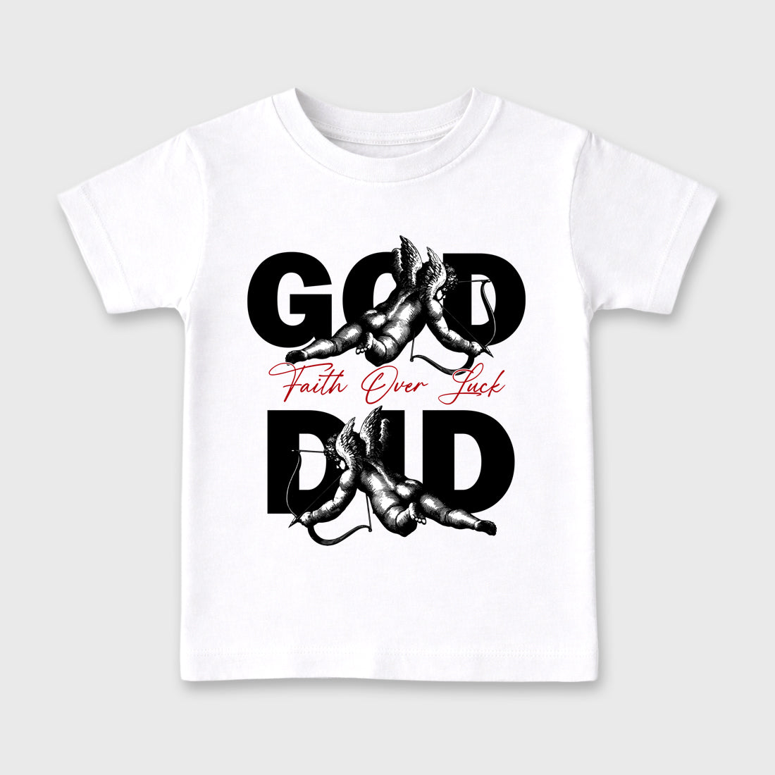 God Did Baby & Kids Graphic T-Shirt featuring original artwork designed to match the Air Jordan 9 True Red. White 2 Kids Graphic Tee.