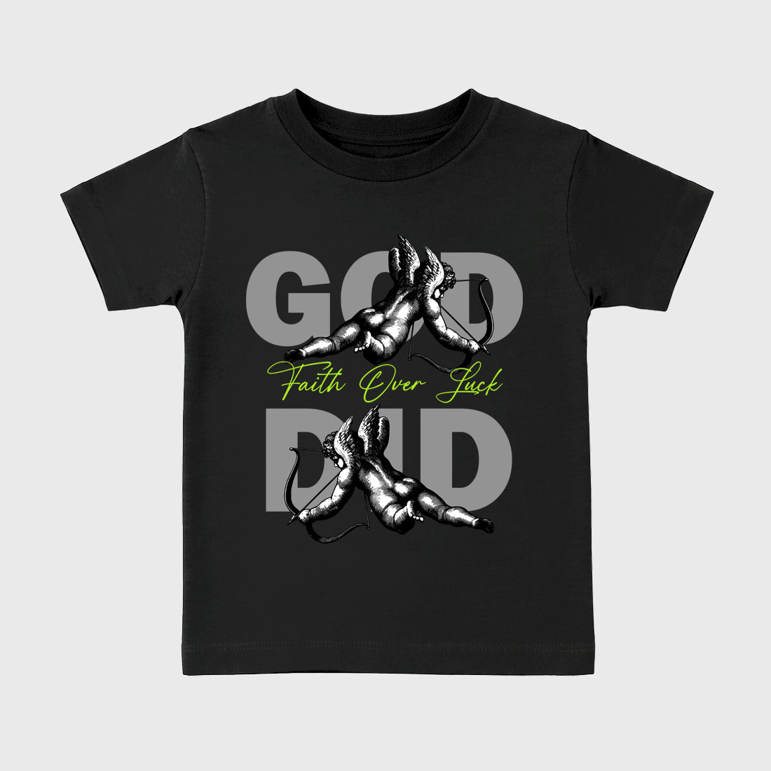 Sneaker match tees – Sneaker Tees To Match Air Max 90 Neon Yellow Shoes – God Did Kids T-Shirt Black 2