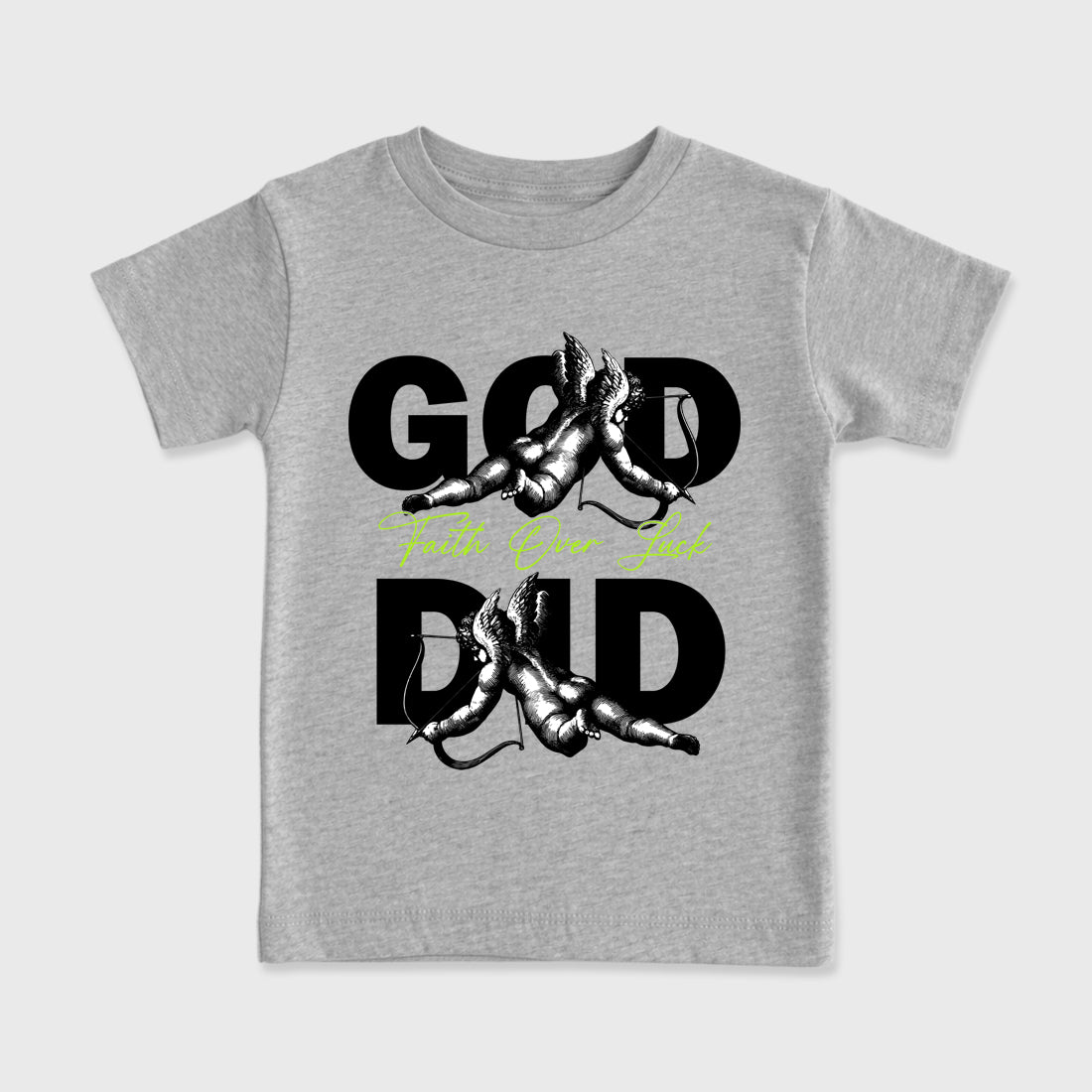 Sneaker match tees – Sneaker Tees To Match Air Max 90 Neon Yellow Shoes – God Did Kids T-Shirt Heather Grey 2