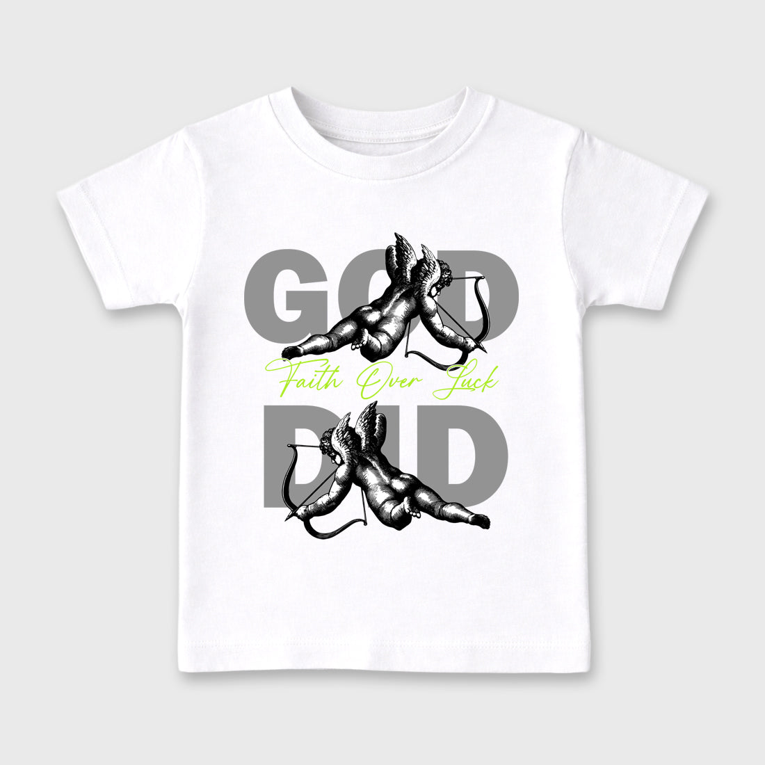 Sneaker match tees – Sneaker Tees To Match Air Max 90 Neon Yellow Shoes – God Did Kids T-Shirt White 2