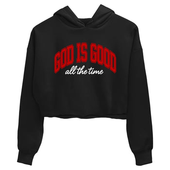 God Is Good womens crop tee made to vibe with the Air Force 1 University Red sneakers — the perfect match in Black 2.