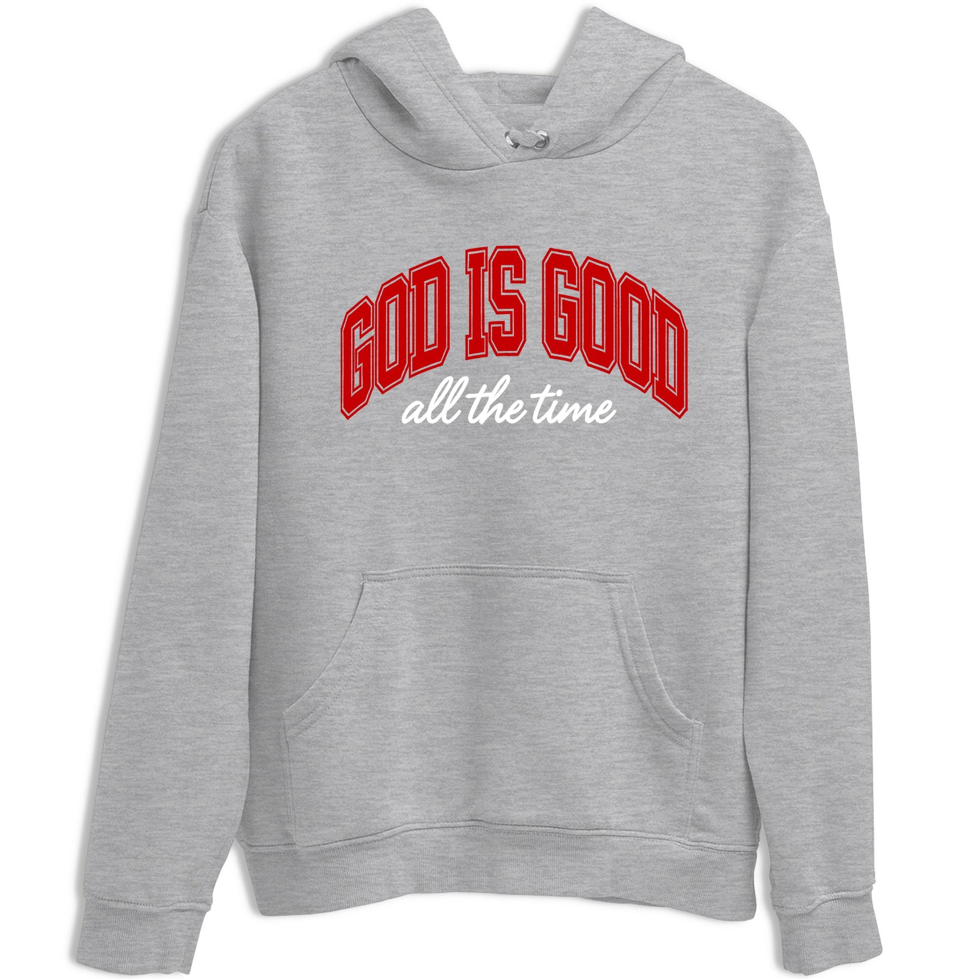God Is Good sneaker match t-shirt styled to complete your fit with the Air Force 1 University Red sneakers, shown in Heather Grey 2.
