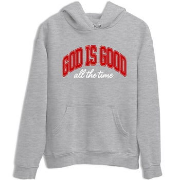 God Is Good sneaker match t-shirt styled to complete your fit with the Air Force 1 University Red sneakers, shown in Heather Grey 2.