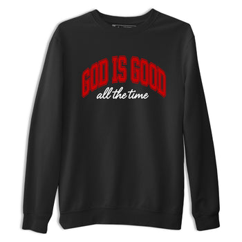 God Is Good sneaker match t-shirt styled to complete your fit with the Air Force 1 University Red sneakers, shown in Black 2.