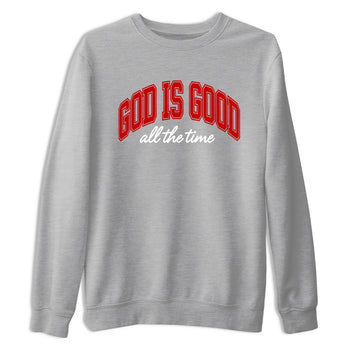 God Is Good sneaker match t-shirt styled to complete your fit with the Air Force 1 University Red sneakers, shown in Heather Grey 2.