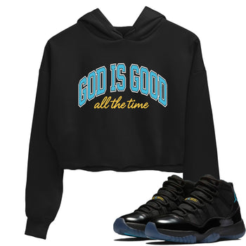 Sneaker Threads – Sneaker Tees To Match Air Jordan 11 Retro Gamma – God Is Good Crop Tee Black 1. Perfect for Jordan releases 2025 colorways.