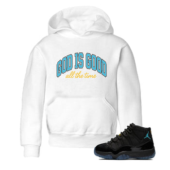 Sneaker Threads – Sneaker Tees To Match Air Jordan 11 Retro Gamma – God Is Good Youth Graphic Tee White 1. Perfect for Jordan releases 2025 colorways.