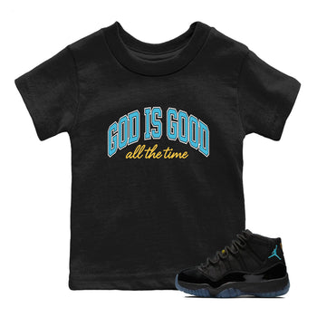 Sneaker Threads – Sneaker Tees To Match Air Jordan 11 Retro Gamma – God Is Good Youth Graphic Tee Black 1. Perfect for Jordan releases 2025 colorways.