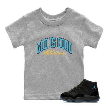 Sneaker Threads – Sneaker Tees To Match Air Jordan 11 Retro Gamma – God Is Good Youth Graphic Tee Heather Grey 1. Perfect for Jordan releases 2025 colorways.