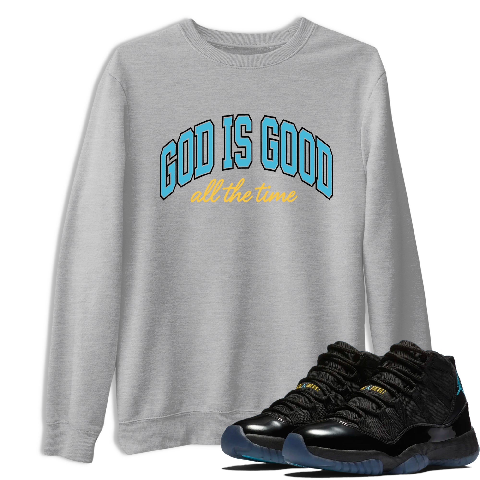 Sneaker Threads – Sneaker Tees To Match Air Jordan 11 Retro Gamma – God Is Good Graphic Tee Heather Grey 1. Perfect for Jordan releases 2025 colorways.