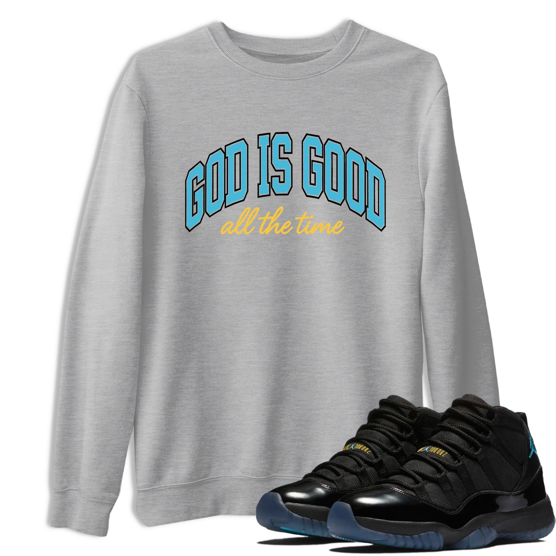 Sneaker Threads – Sneaker Tees To Match Air Jordan 11 Retro Gamma – God Is Good Graphic Tee Heather Grey 1. Perfect for Jordan releases 2025 colorways.