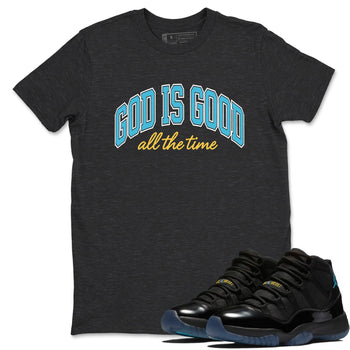 Sneaker Threads – Sneaker Tees To Match Air Jordan 11 Retro Gamma – God Is Good Graphic Tee Charcoal Heather 1. Perfect for Jordan releases 2025 colorways.