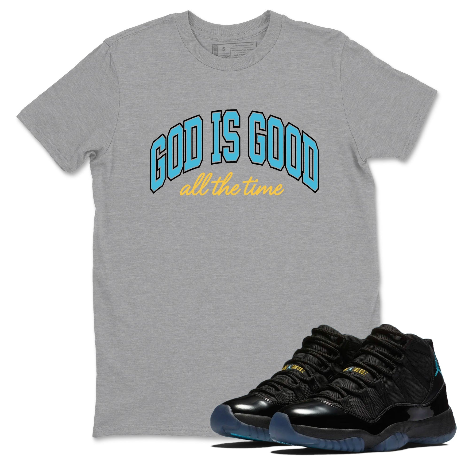 Sneaker Threads – Sneaker Tees To Match Air Jordan 11 Retro Gamma – God Is Good Graphic Tee Heather Grey 1. Perfect for Jordan releases 2025 colorways.