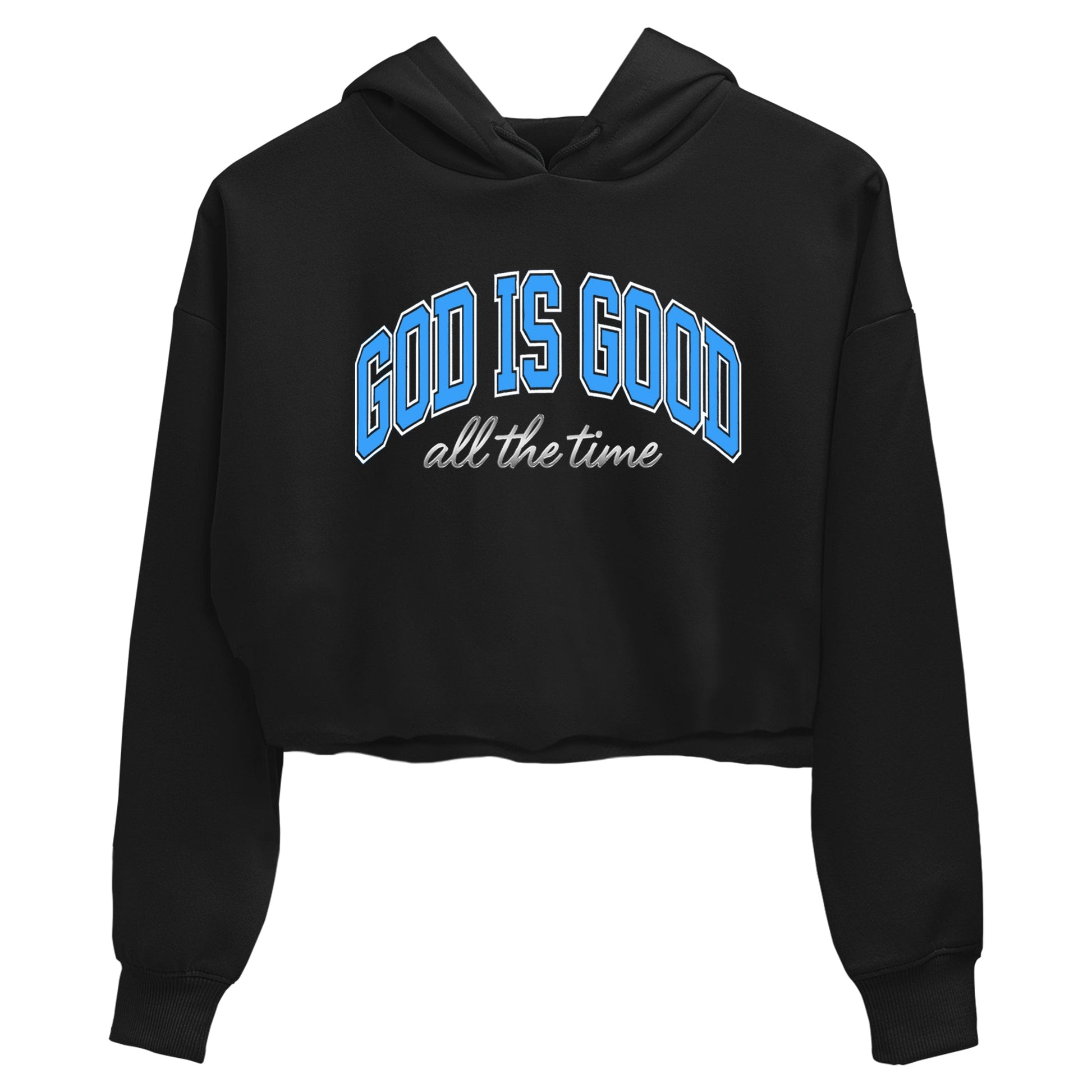 God Is Good womens crop tee made to vibe with the Air Jordan 12 White and University Blue sneakers — the perfect match in Black 2.