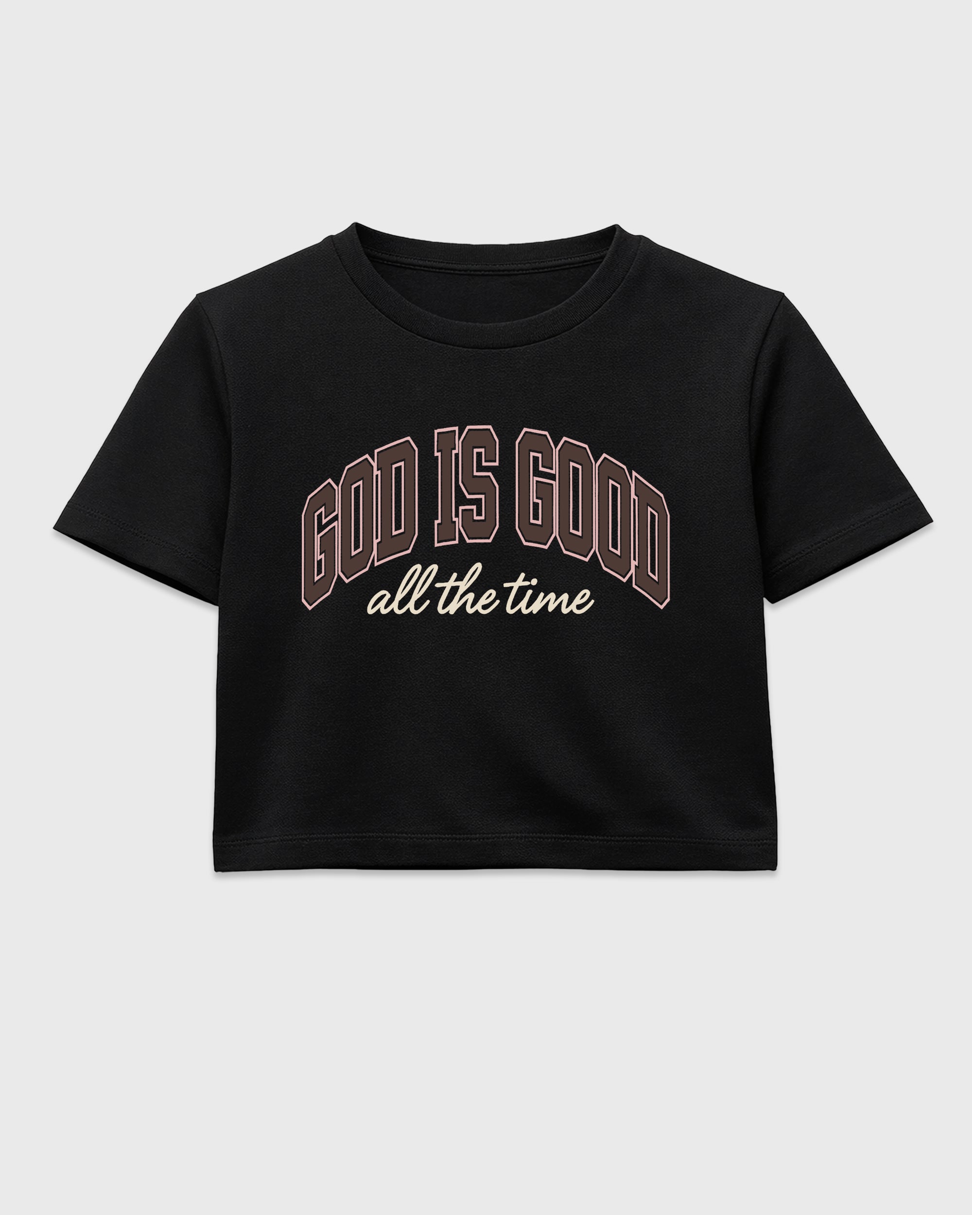 God Is Good women’s crop tee designed to match the Air Jordan 3 Fireside, featuring coordinated Black 2 options for a perfect streetwear vibe.