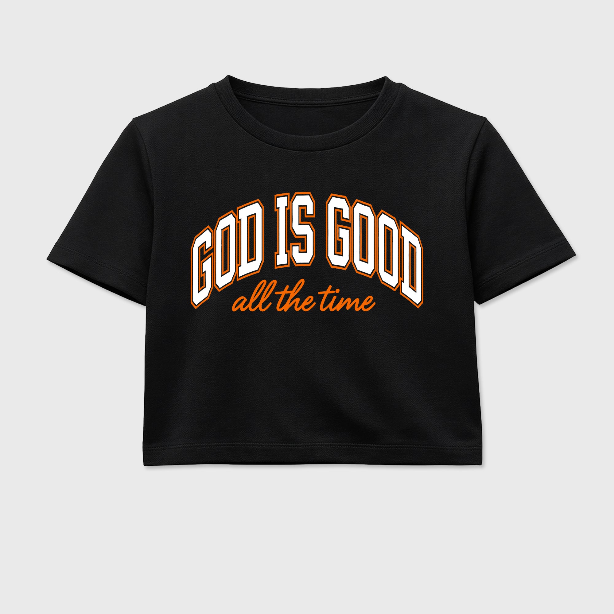 Sneaker match tees – Sneaker Tees To Match Air Jordan 3 Orange Citrus Shoes – God is Good Crop T-Shirt Black 2