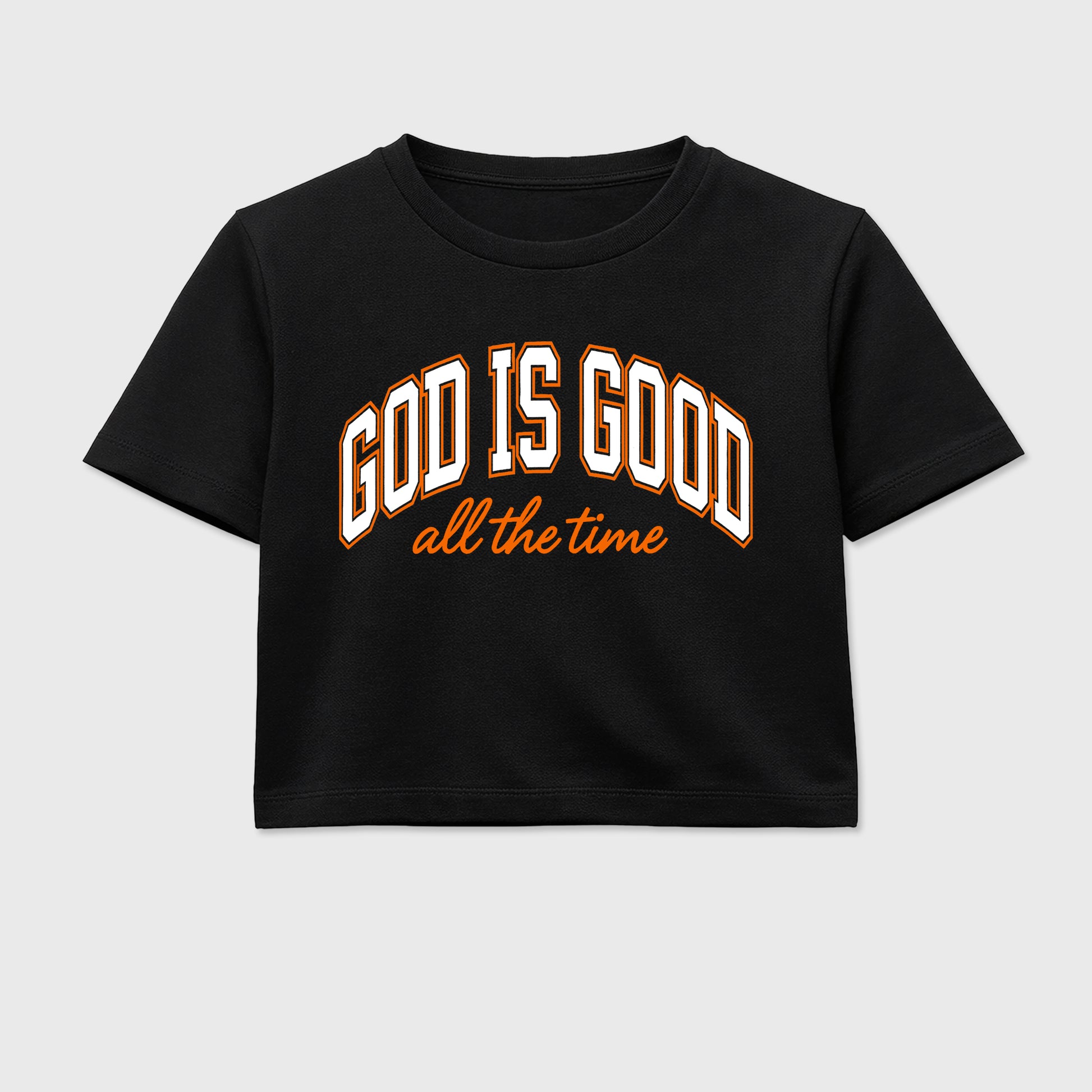 Sneaker match tees – Sneaker Tees To Match Air Jordan 3 Orange Citrus Shoes – God is Good Crop T-Shirt Black 2