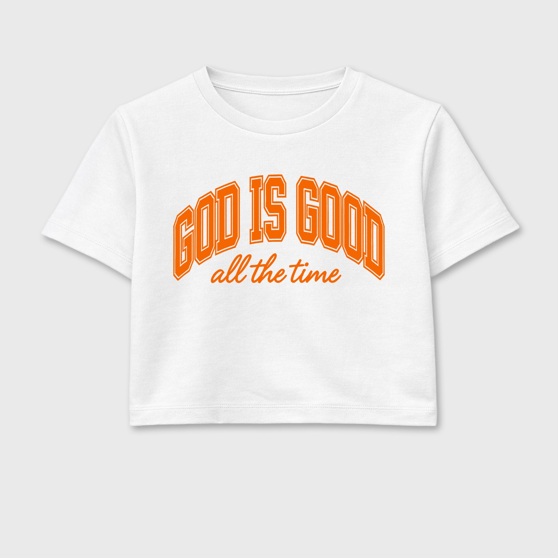 Sneaker match tees – Sneaker Tees To Match Air Jordan 3 Orange Citrus Shoes – God is Good Crop T-Shirt White 2