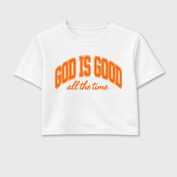 Sneaker match tees – Sneaker Tees To Match Air Jordan 3 Orange Citrus Shoes – God is Good Crop T-Shirt White 2