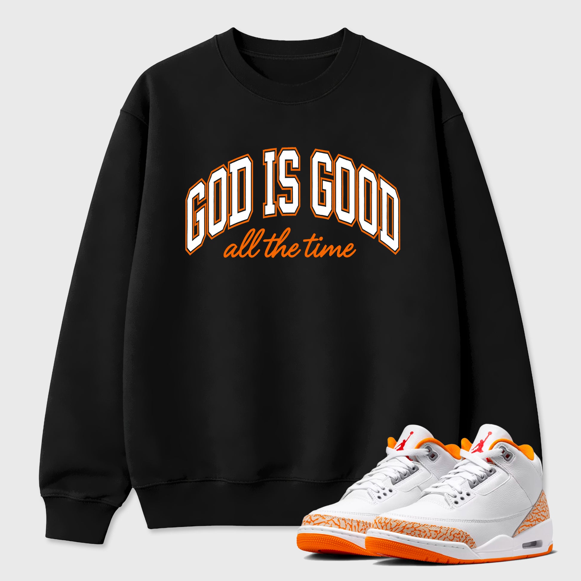 Sneaker match tees – Sneaker Tees To Match Air Jordan 3 Orange Citrus Shoes – God is Good Tee Black 1