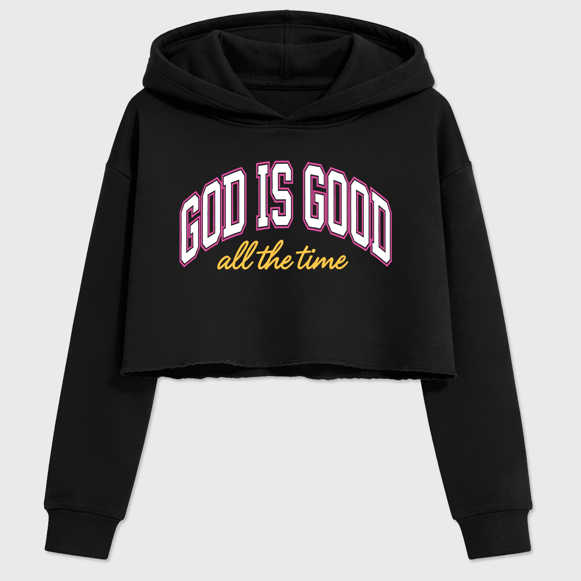 God Is Good Women’s Graphic Crop Tee featuring original streetwear artwork designed to match the Air Jordan 4 Comic. Black 2 Crop Tee.