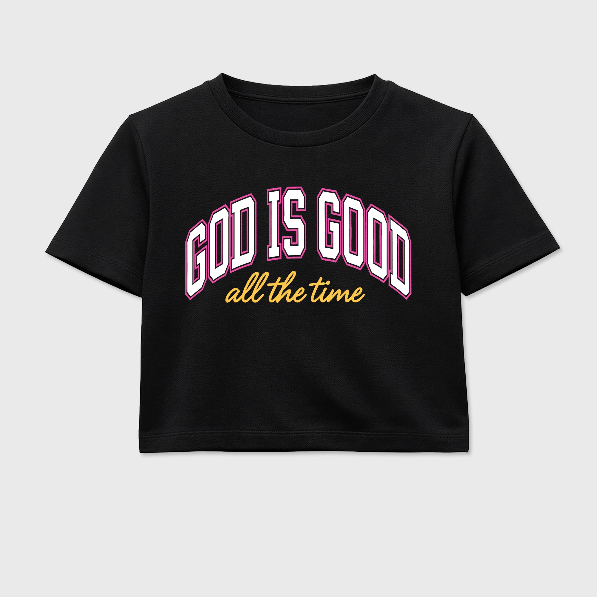 God Is Good women’s crop tee designed to match the Air Jordan 4 Comic, featuring coordinated Black 2 options for a perfect streetwear vibe.