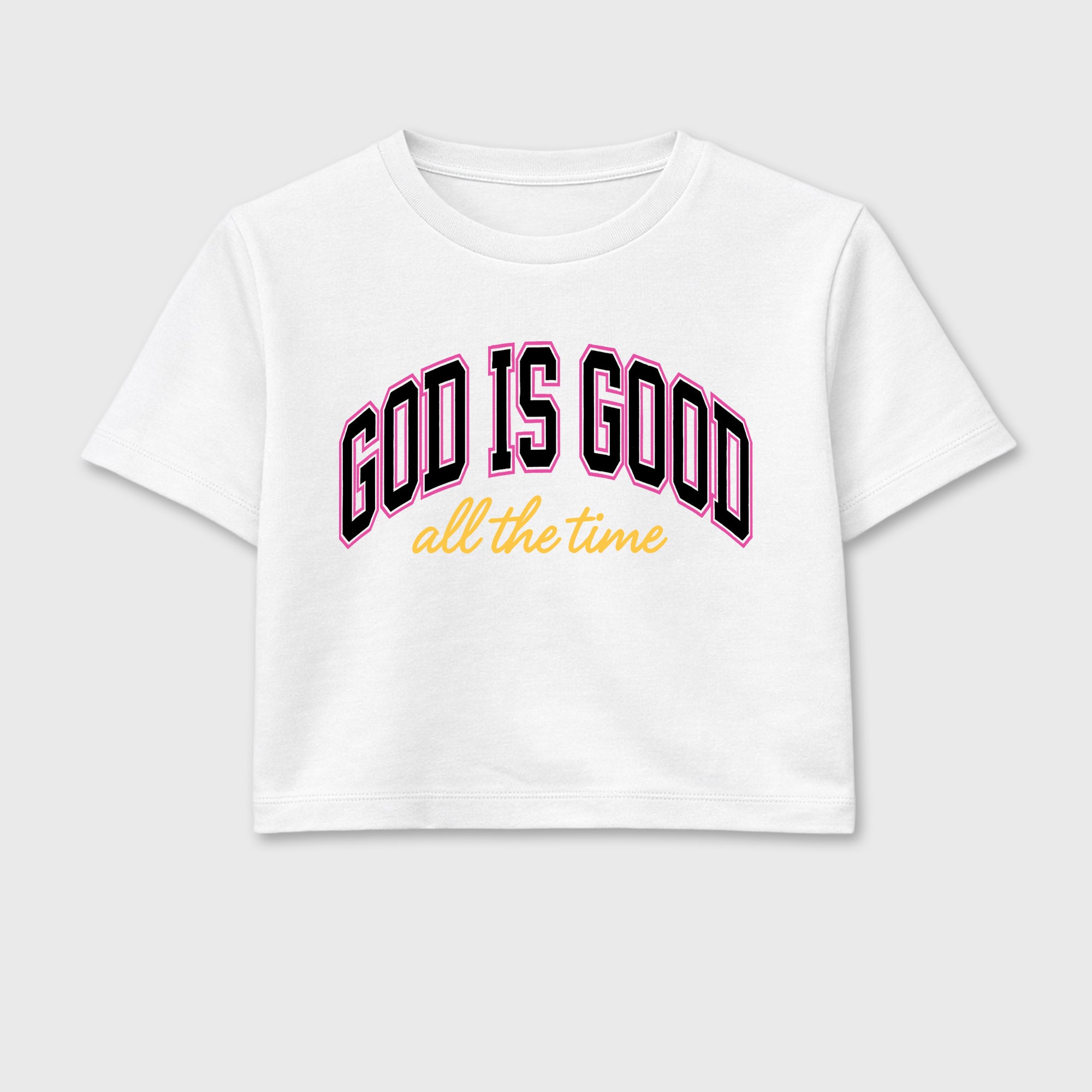 God Is Good women’s crop tee designed to match the Air Jordan 4 Comic, featuring coordinated White 2 options for a perfect streetwear vibe.