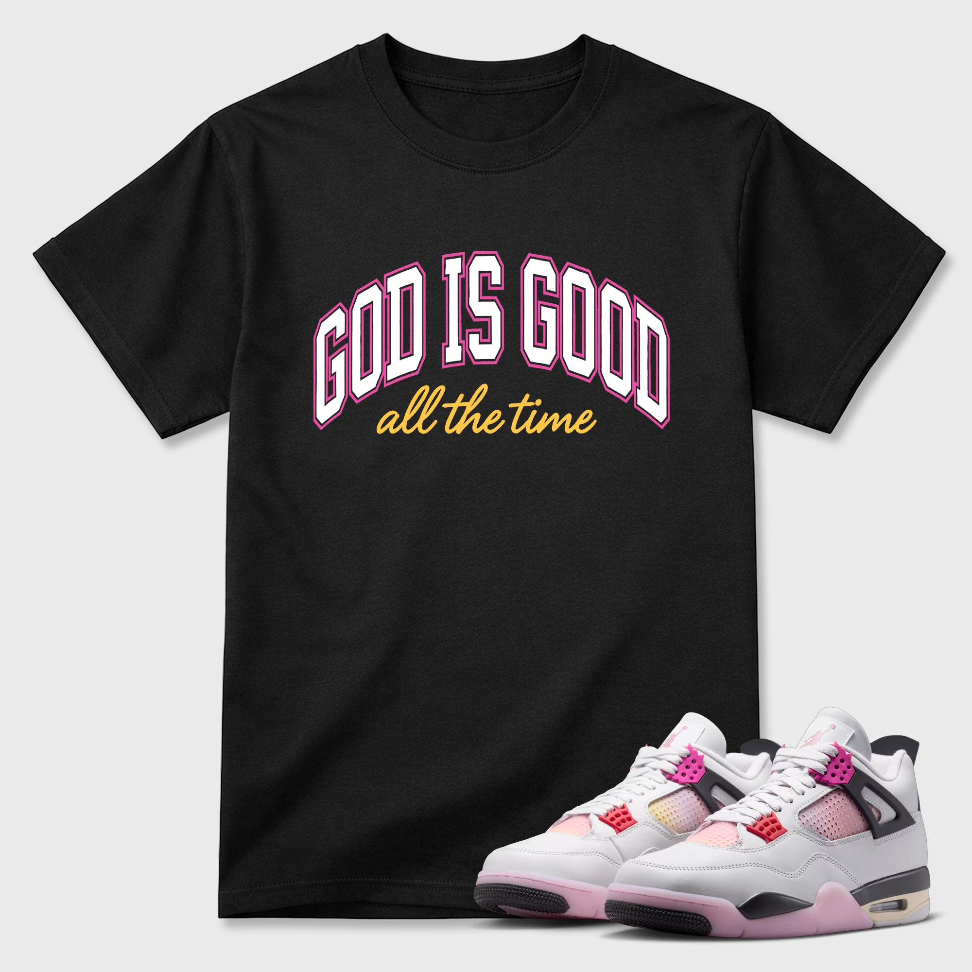 God Is Good Graphic T-Shirt featuring original streetwear artwork designed to match the Air Jordan 4 Comic. Black 1 Graphic T-Shirt.