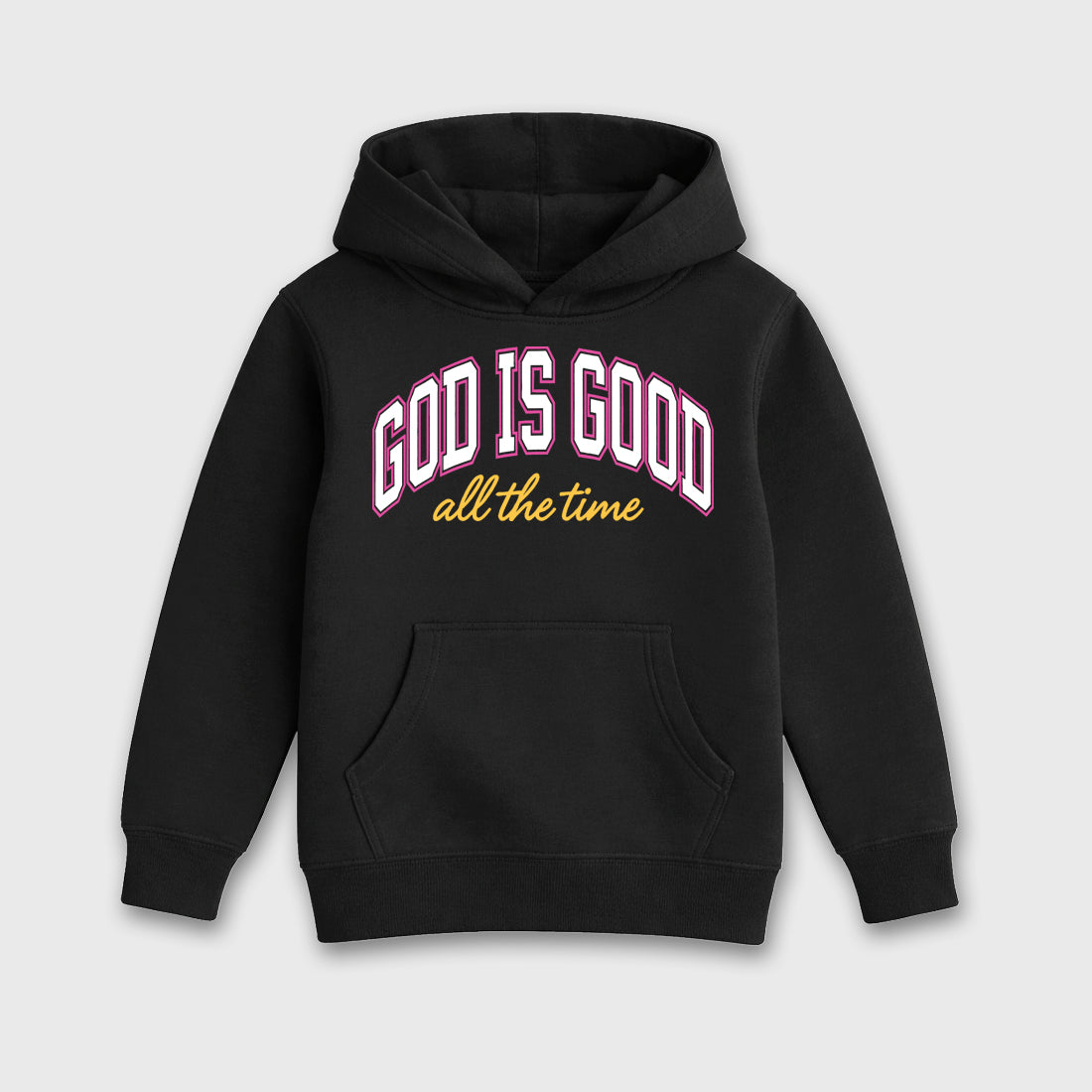 God Is Good Baby & Kids Graphic Hoodie featuring original artwork designed to match the Air Jordan 4 Comic. Black 2 Kids Graphic Sweater.